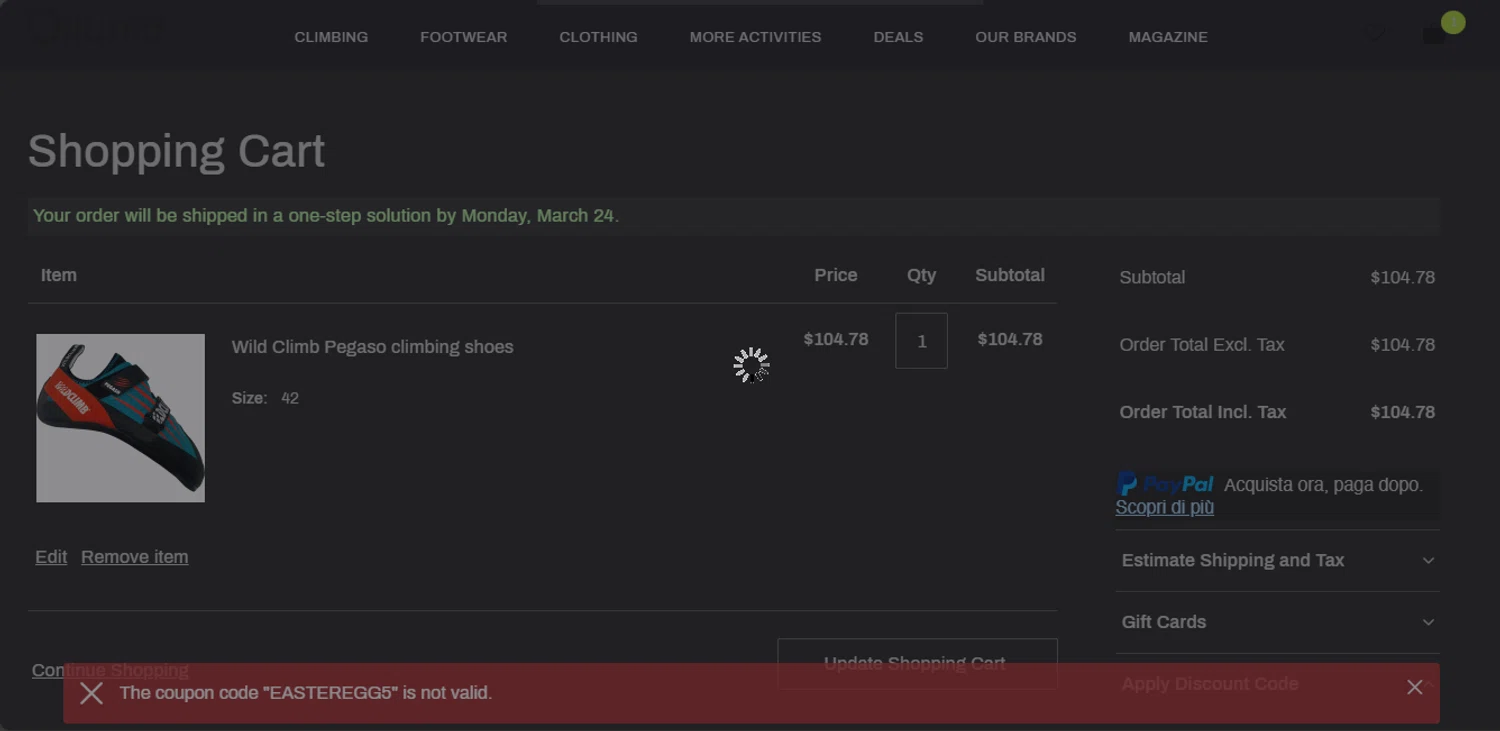 Oliunìd promo code screenshot showing code EASTEREGG5 applied at Oliunìd checkout page. Uploaded by SimplyCodes community member jupitera on Mar 24, 2025