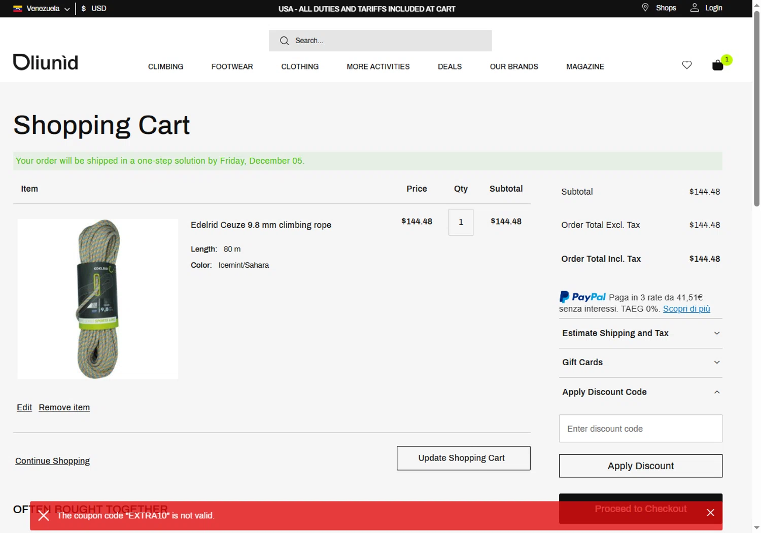 Oliunìd promo code screenshot showing code EXTRA10 applied at Oliunìd checkout page. Uploaded by SimplyCodes community member Sadalsuud on Dec 5, 2025