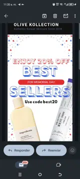 Olive Kollection coupon verification screenshot