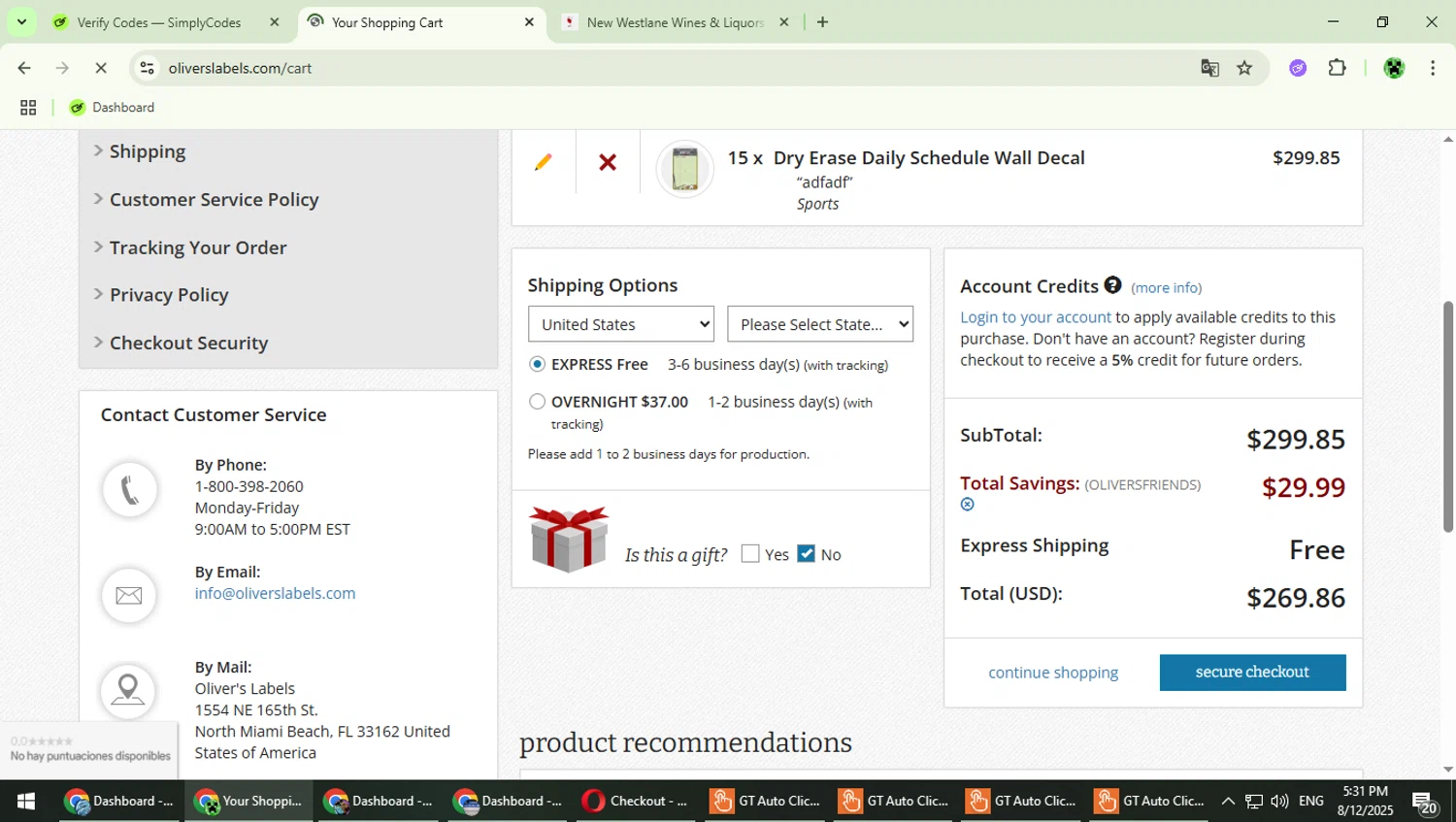 Oliver's Labels promo code screenshot showing code OLIVERSFRIENDS applied at Oliver's Labels checkout page. Uploaded by SimplyCodes community member MaitoGai on Aug 12, 2025