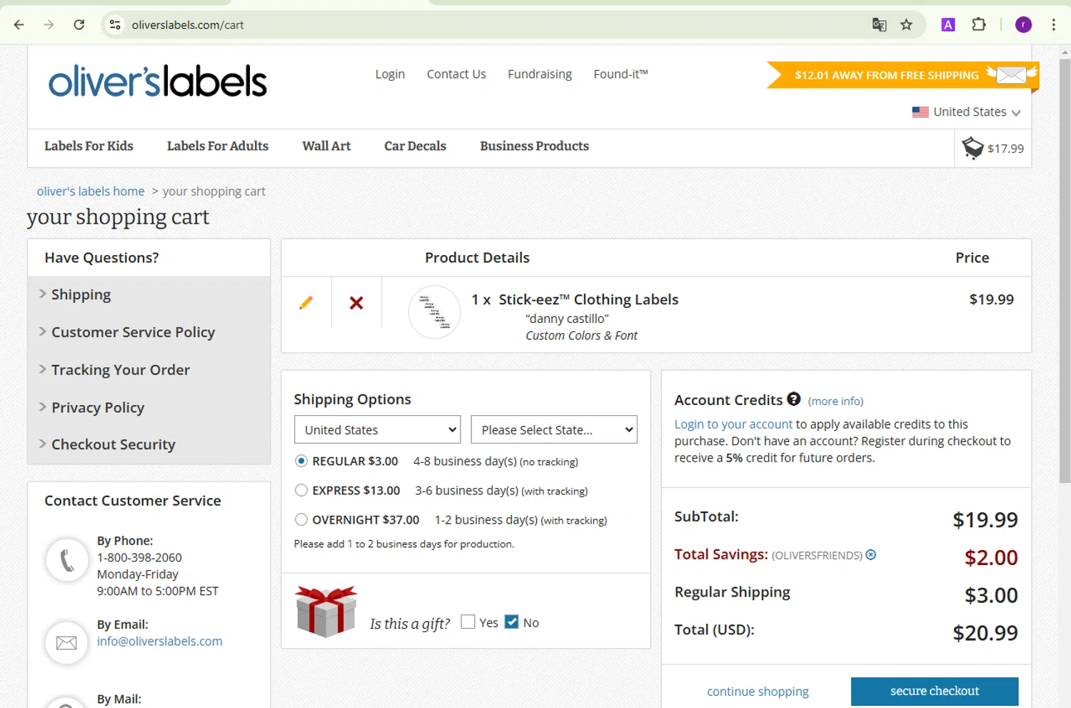 Oliver's Labels promo code screenshot showing code OLIVERSFRIENDS applied at Oliver's Labels checkout page. Uploaded by SimplyCodes community member SmartVoyager1455 on Jan 7, 2025