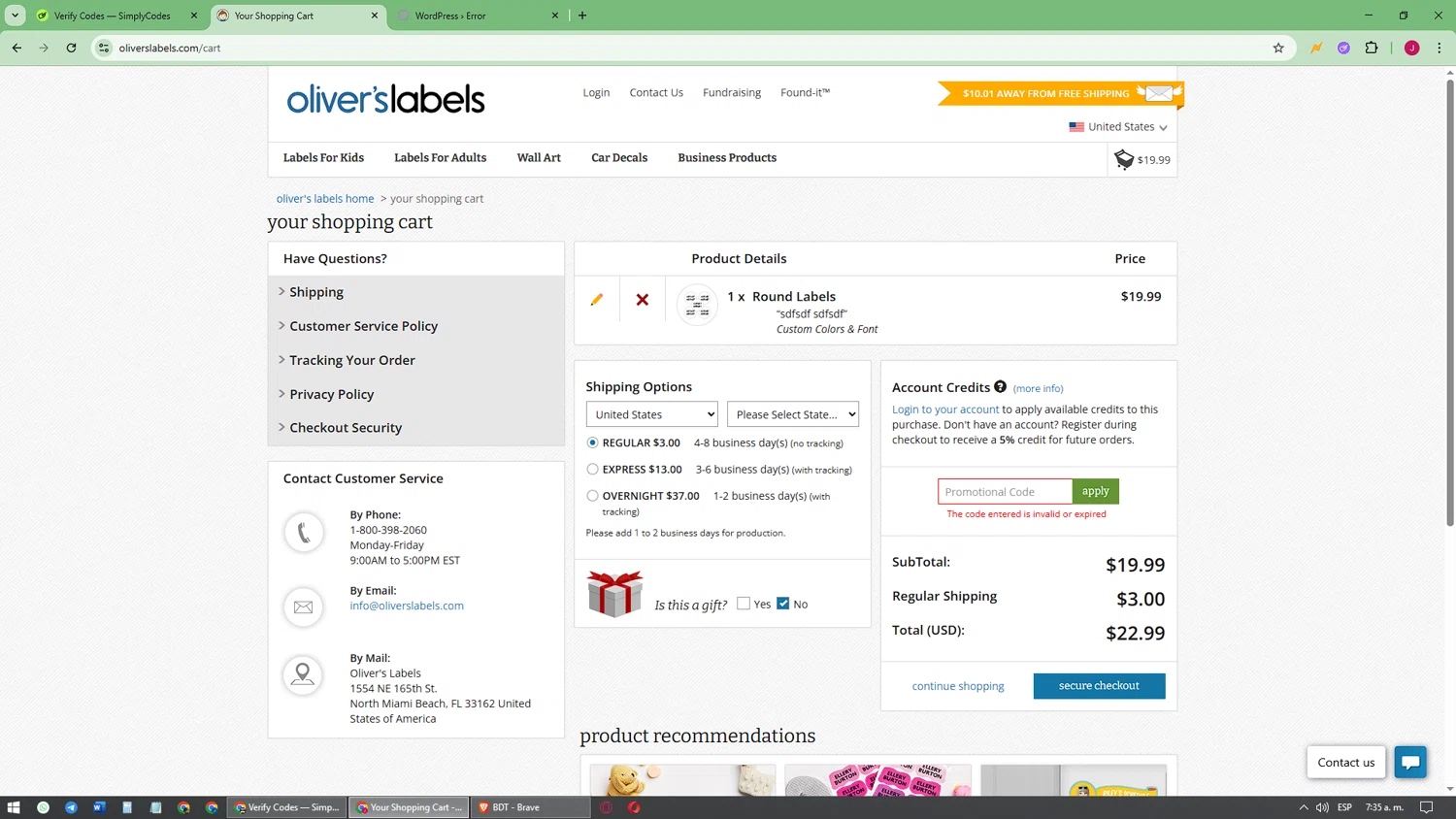 Oliver's Labels promo code screenshot showing code BTS2025 applied at Oliver's Labels checkout page. Uploaded by SimplyCodes community member joaojesus on Sep 26, 2025