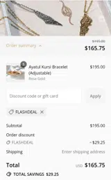 FLASHDEAL coupon verification screenshot