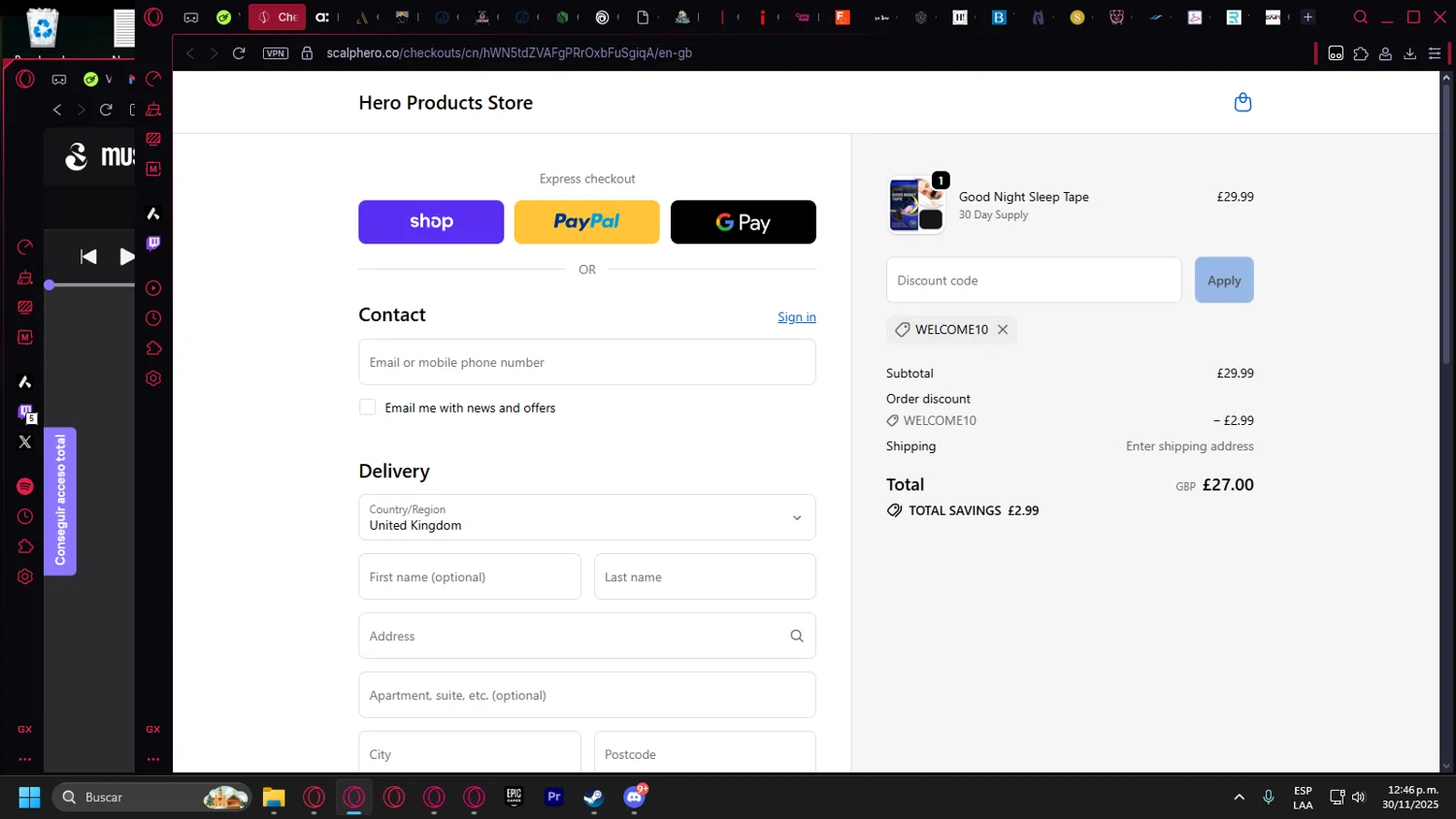 Olivia Blaire discount code screenshot showing code WELCOME10 applied at Olivia Blaire checkout page. Uploaded by SimplyCodes community member leonardocamacho2 on Nov 30, 2025