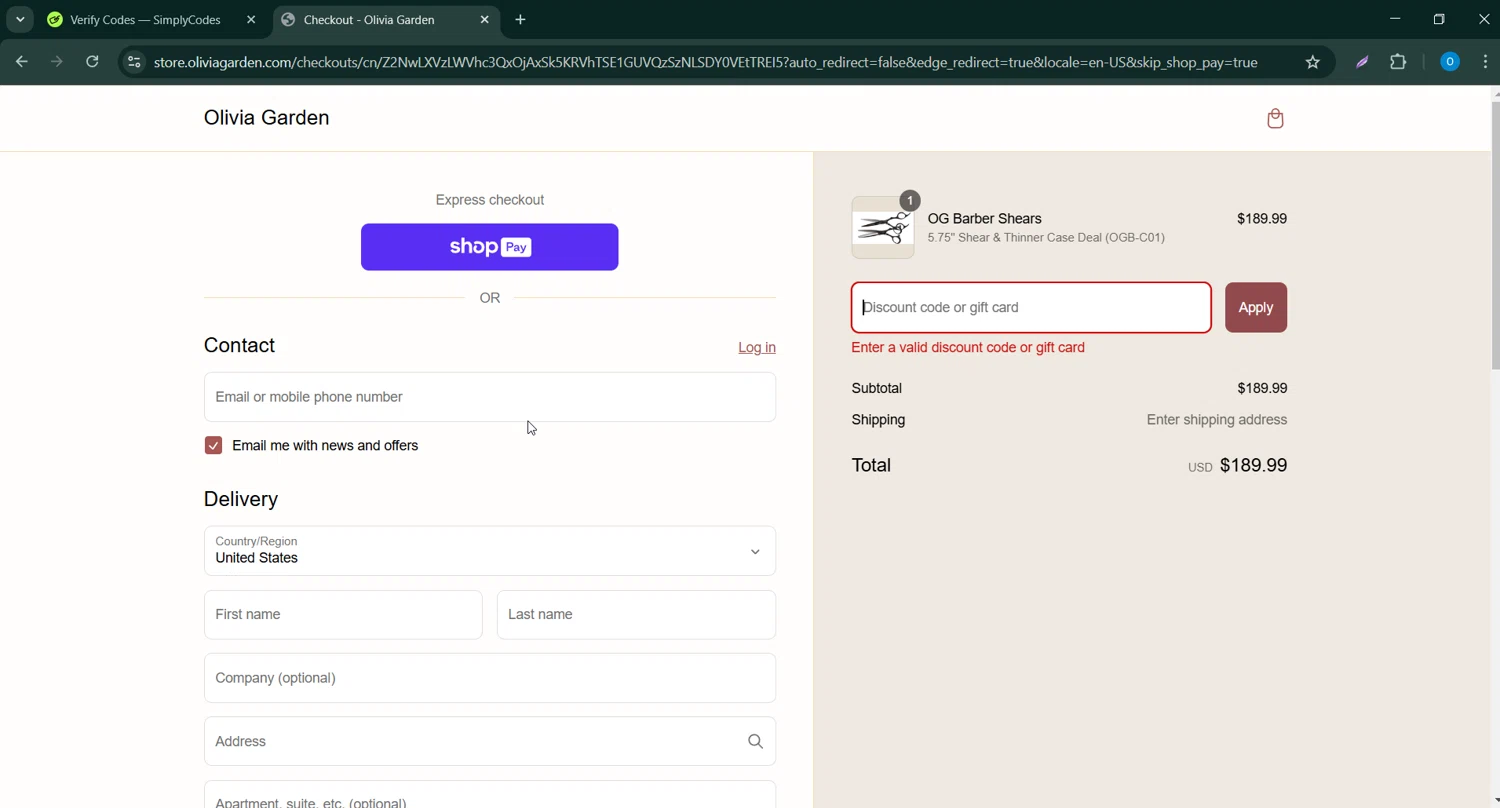 Olivia Garden discount code screenshot showing code Lisaog2 applied at Olivia Garden checkout page. Uploaded by SimplyCodes community member GoldAdmiral5202 on Mar 5, 2025