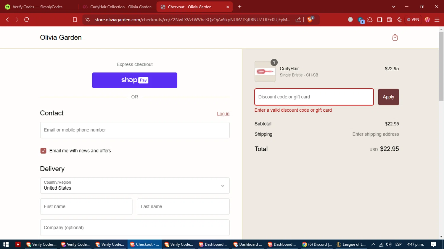 Olivia Garden discount code screenshot showing code Meganog applied at Olivia Garden checkout page. Uploaded by SimplyCodes community member VictoriousCaptain7627 on Jan 27, 2025