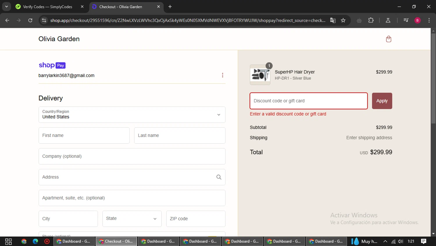 Olivia Garden discount code screenshot showing code Meganog applied at Olivia Garden checkout page. Uploaded by SimplyCodes community member SwiftSage1747 on Feb 27, 2025