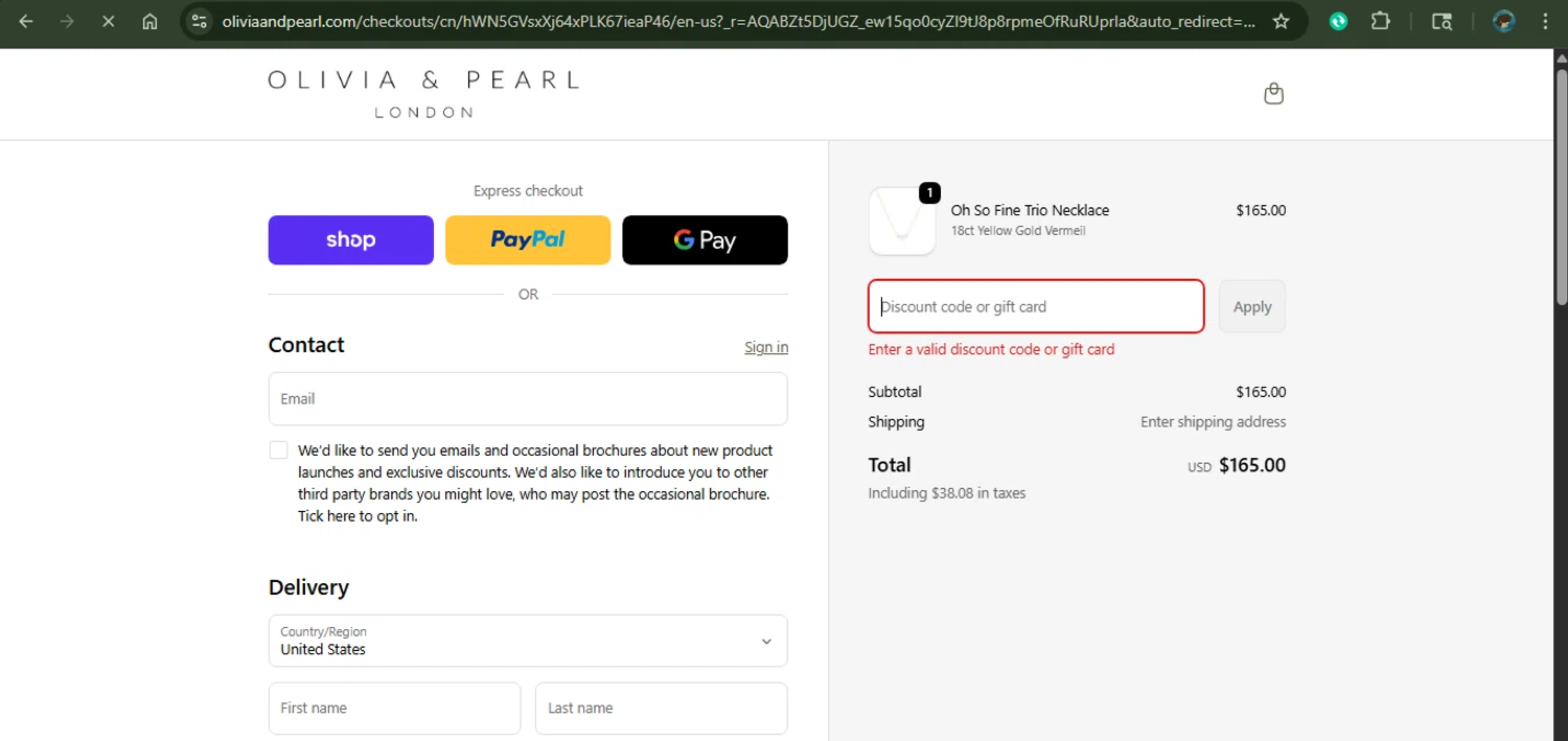 Olivia & Pearl promo code screenshot showing code HONEY20 applied at Olivia & Pearl checkout page. Uploaded by SimplyCodes community member MariaCorinaMachado on Nov 14, 2025