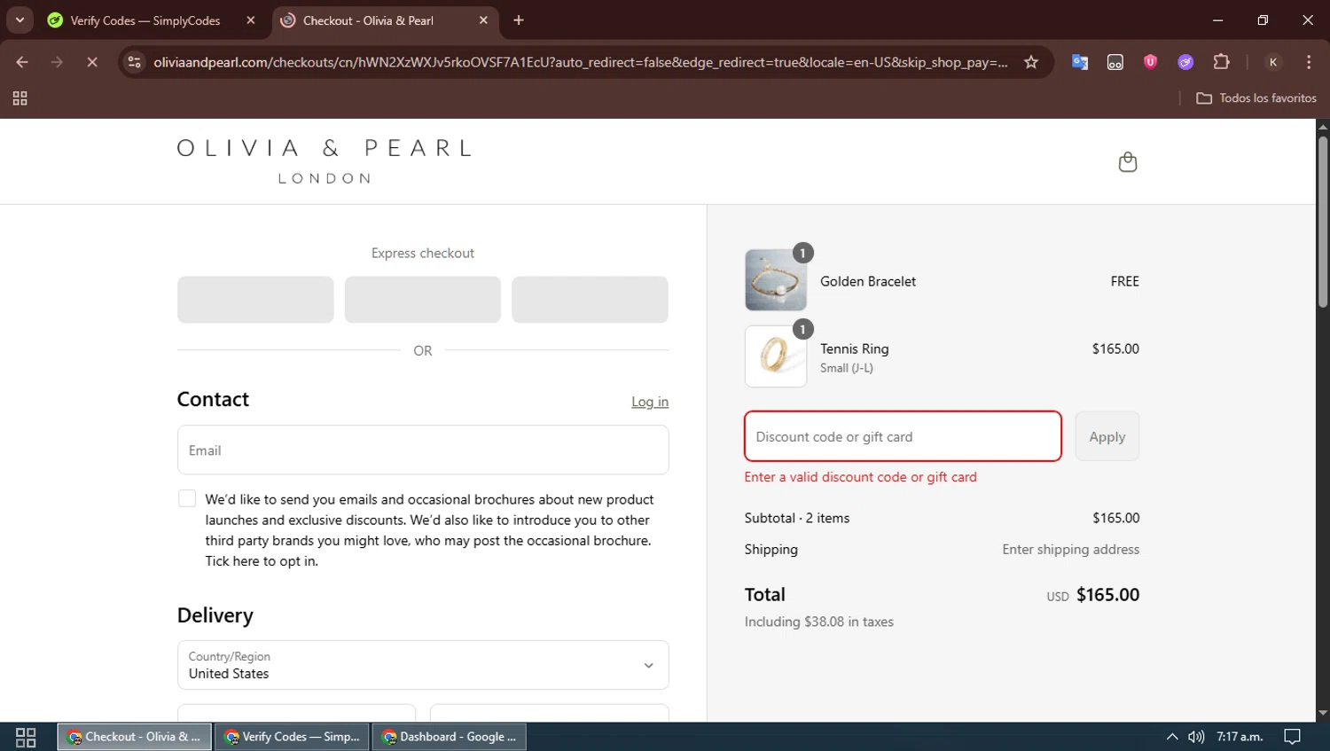 Olivia & Pearl promo code screenshot showing code TREAT20US applied at Olivia & Pearl checkout page. Uploaded by SimplyCodes community member SavingsBoss991 on Sep 3, 2025