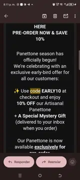 EARLY10 coupon verification screenshot