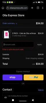 WELCOME coupon verification screenshot