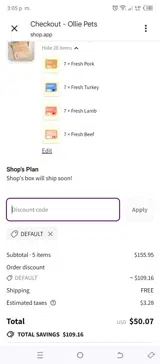 DEFAULT coupon verification screenshot