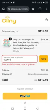 OLLNY5 coupon verification screenshot