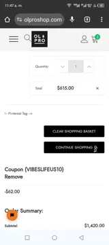 Vibeslifeus10 coupon verification screenshot