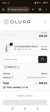 SIMPLY15 coupon verification screenshot
