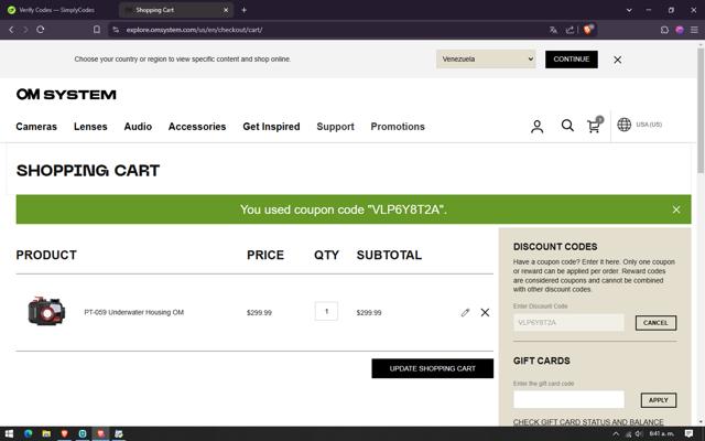 Olympus checkout page showing Olympus discount code box | Screenshot taken by SimplyCodes community member on Mar 26, 2025