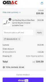 Omac USA coupon verification screenshot