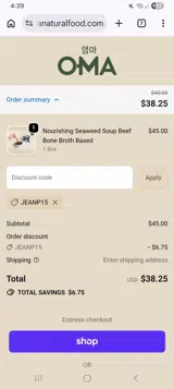Jeanp15 coupon verification screenshot