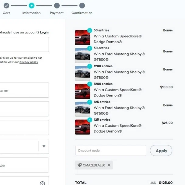 where to use Omaze promo code box