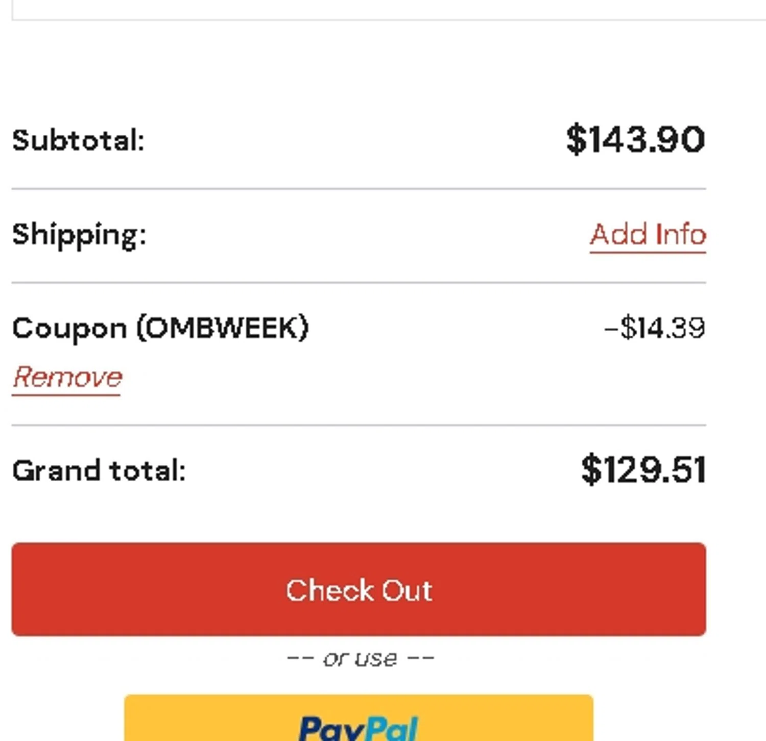where to use OMBWarehouse promo code box