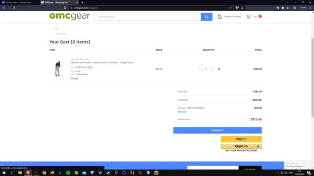 OMCgear checkout page showing OMCgear promo code box | Screenshot taken by SimplyCodes community member on Apr 25, 2023