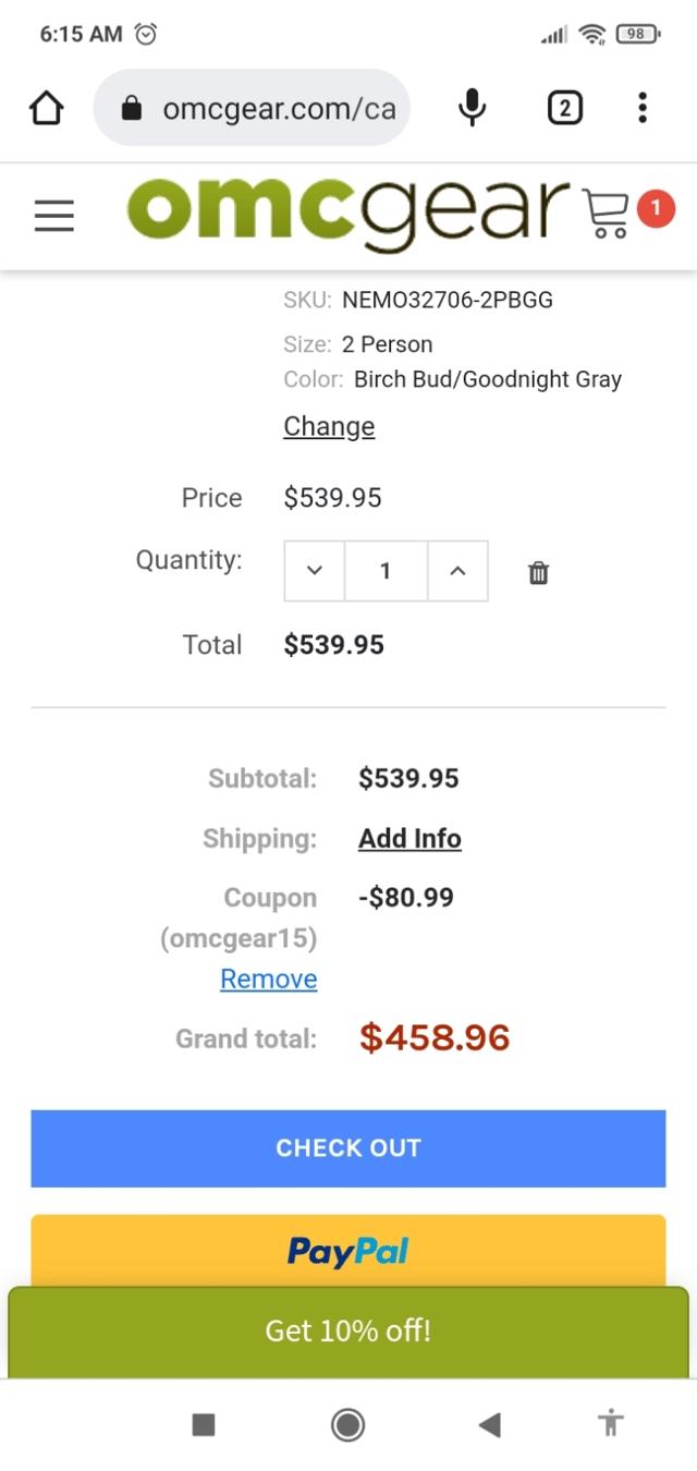 OMCgear checkout page showing OMCgear promo code box | Screenshot taken by SimplyCodes community member on May 16, 2023