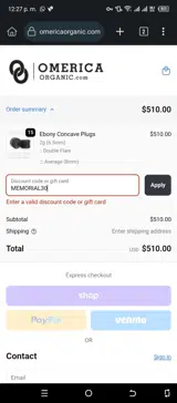 MEMORIAL30 coupon verification screenshot