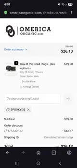 Spooky-33 coupon verification screenshot