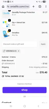 Veronica10 coupon verification screenshot