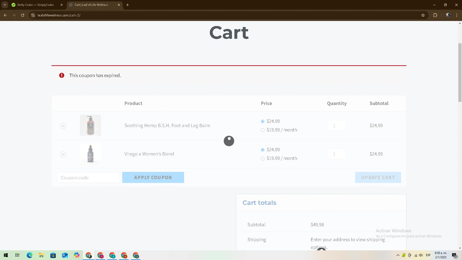 Omnia Fishing discount code screenshot showing code welcome10 applied at Omnia Fishing checkout page. Uploaded by SimplyCodes community member zadquiel on Jan 2, 2025