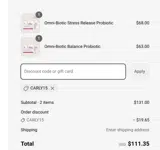 carly15 coupon verification screenshot