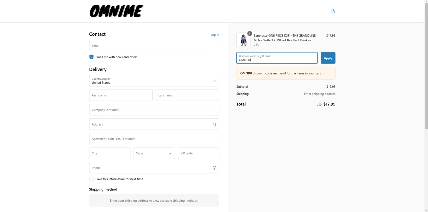Omnime discount code screenshot showing code OMNI10 applied at Omnime checkout page. Uploaded by SimplyCodes community member holasfosi on Feb 22, 2025