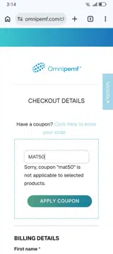 MAT50 coupon verification screenshot