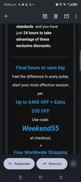 Weekend55 coupon verification screenshot