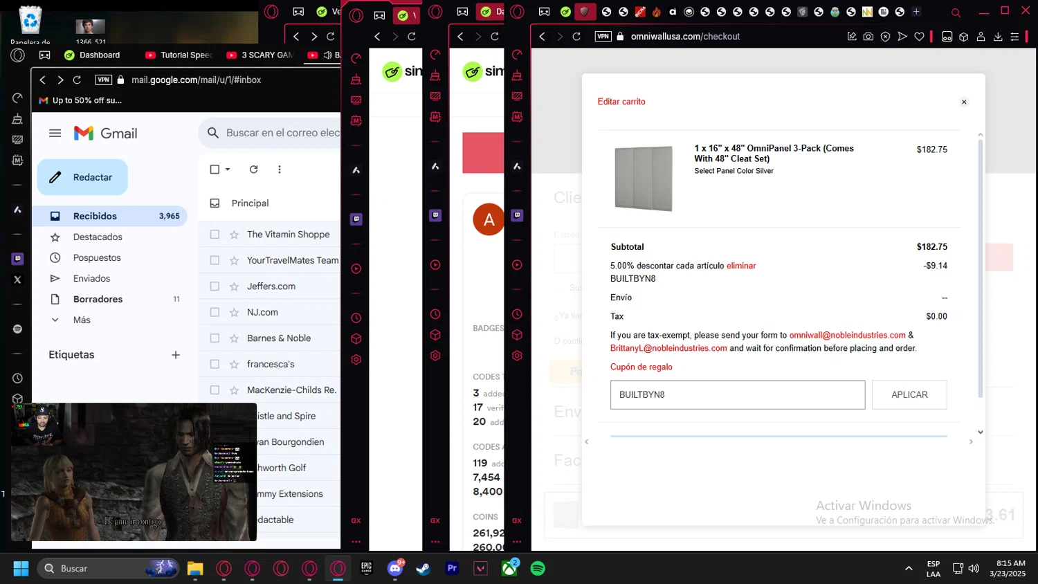 OmniWall USA checkout page showing OmniWall USA promo code box | Screenshot taken by SimplyCodes community member on Mar 23, 2025