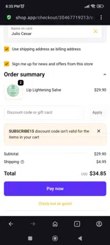 Omorfee coupon verification screenshot