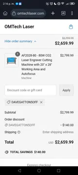 DAVEGATTON5OFF coupon verification screenshot