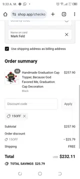 15OFF coupon verification screenshot