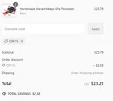 OFF15 coupon verification screenshot