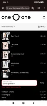 One0One coupon verification screenshot