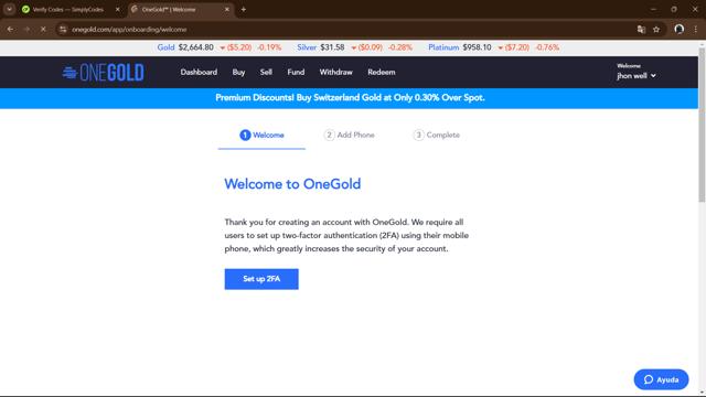 One Gold checkout page showing One Gold promo code box | Screenshot taken by SimplyCodes community member on Dec 5, 2024