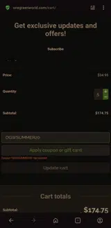 OGWSUMMER20 coupon verification screenshot