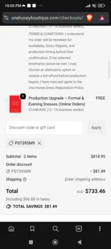 PST39SM9 coupon verification screenshot