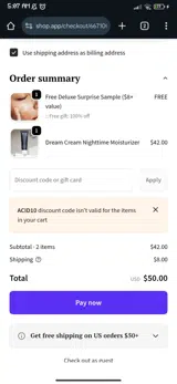 ACID10 coupon verification screenshot