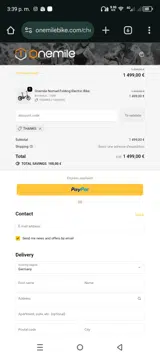 Onemilebike coupon verification screenshot