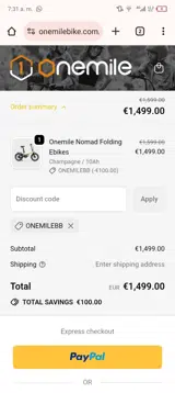 Onemilebb coupon verification screenshot