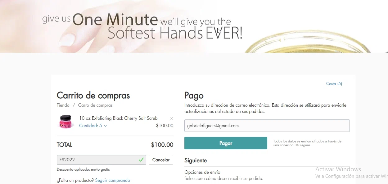 One Minute Manicure checkout page showing One Minute Manicure coupon code box | Screenshot taken by SimplyCodes community member on Dec 24, 2022