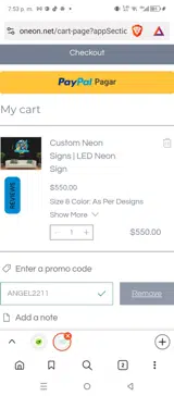 ANGEL2211 coupon verification screenshot