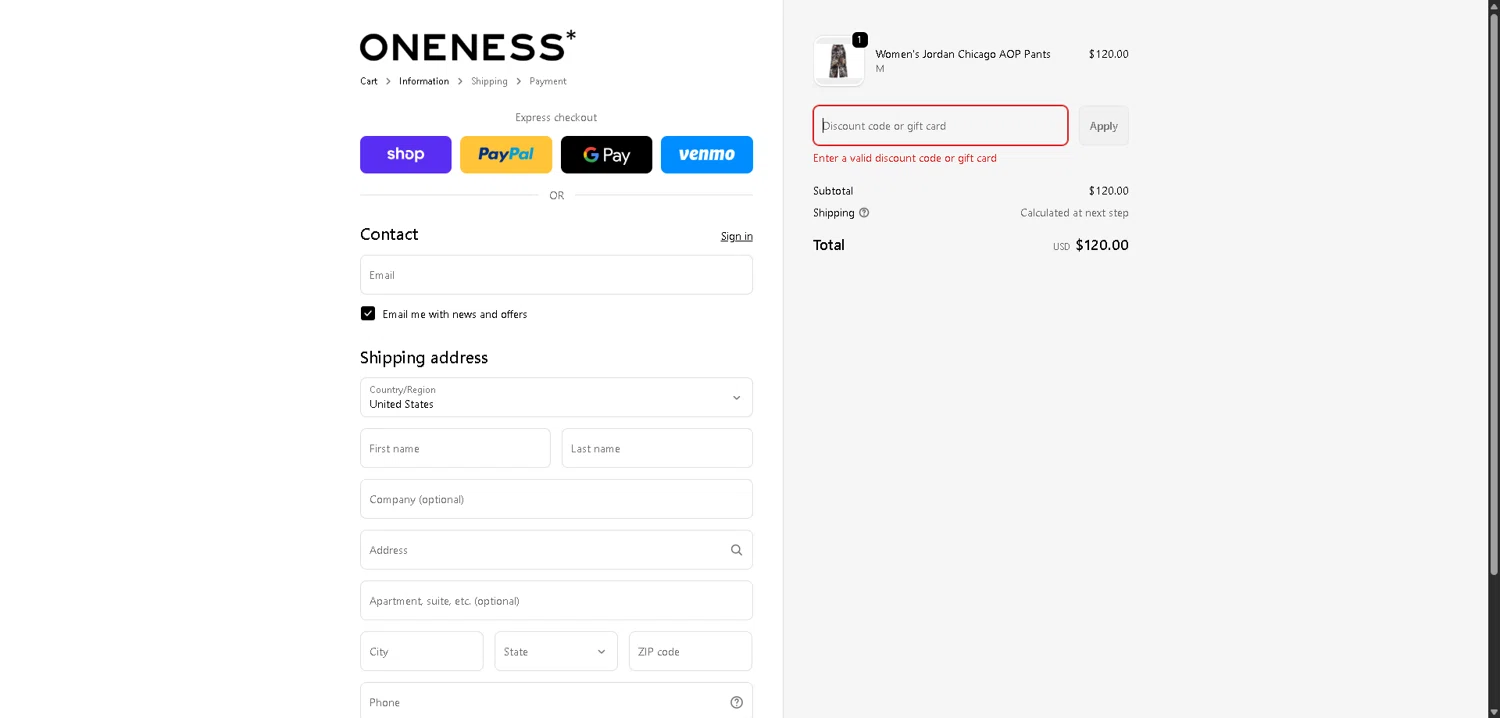 Oneness Boutique promo code screenshot showing code SNOWDAY applied at Oneness Boutique checkout page. Uploaded by SimplyCodes community member VictoriousFinder4393 on Jan 28, 2026