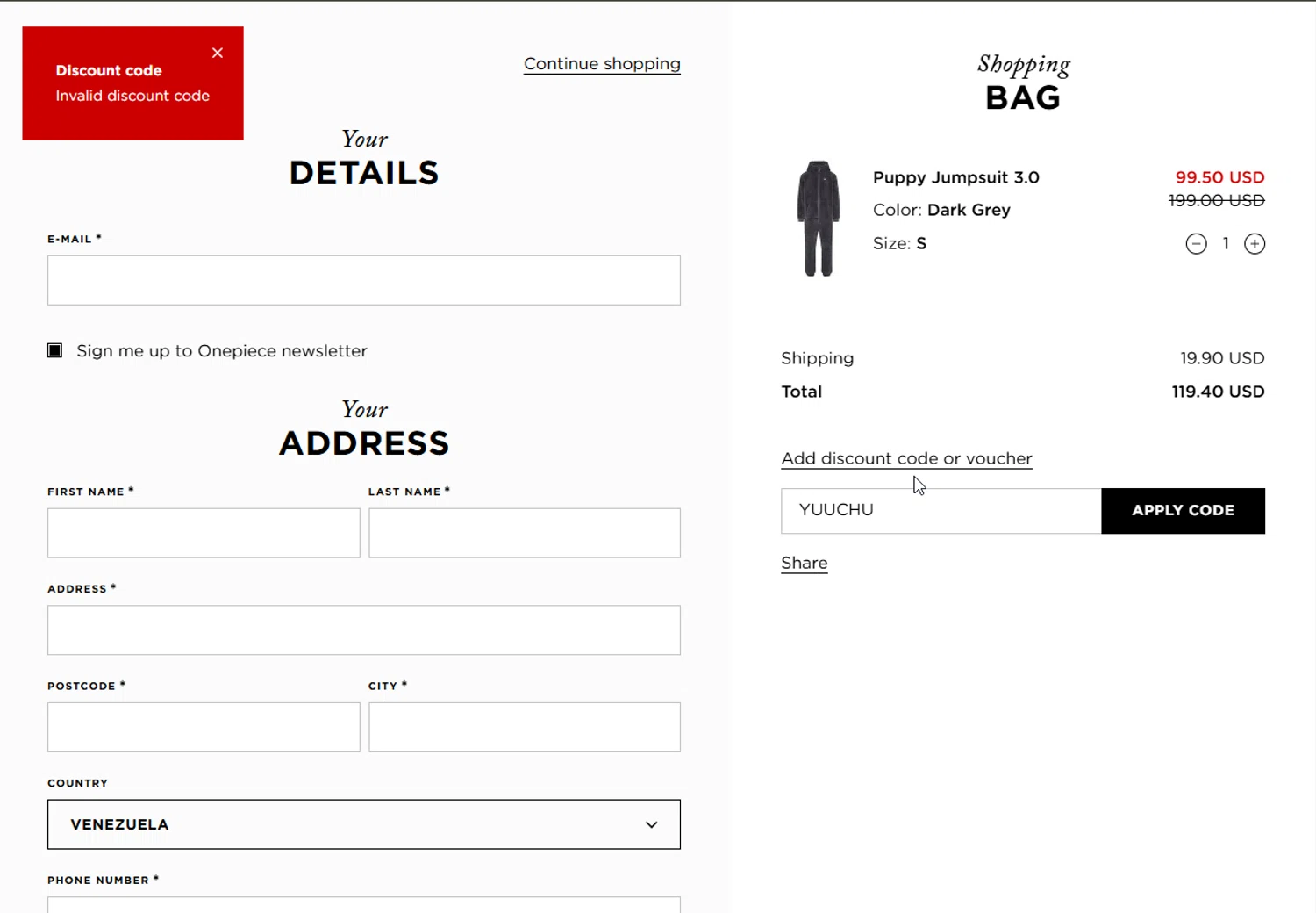 where to use OnePiece promo code box